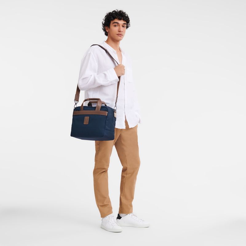 Longchamp Boxford S Recycled canvas Reiseveske Herre Blå | NODF7241