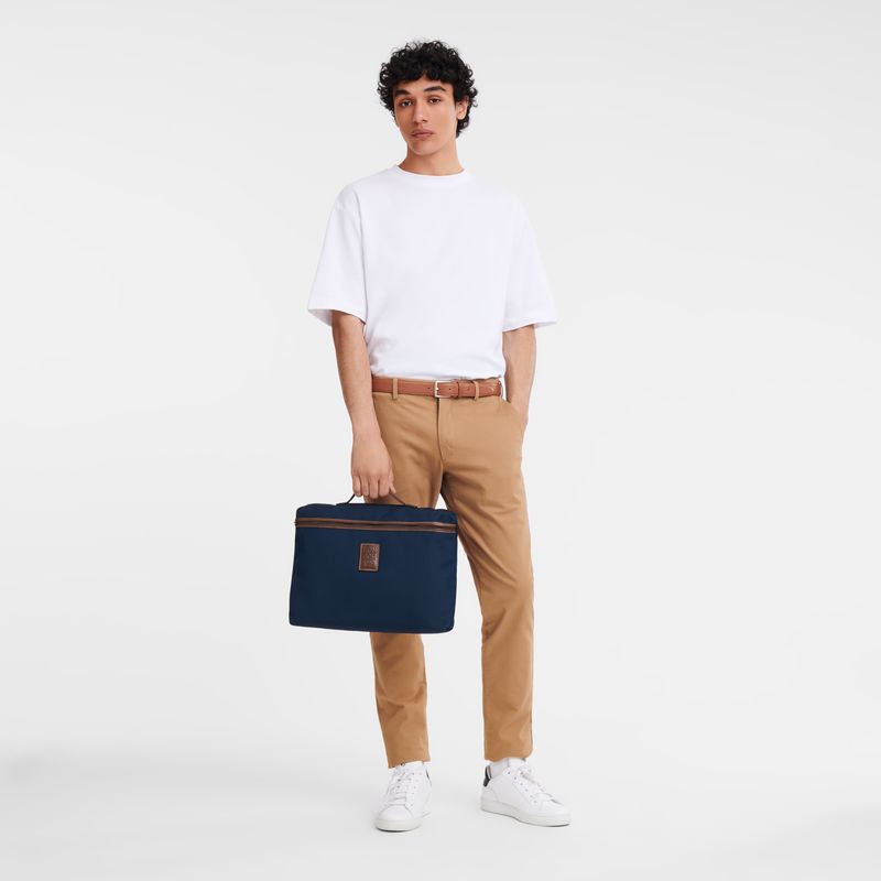 Longchamp Boxford S Recycled canvas Stresskoffert Herre Blå | NOEB7642