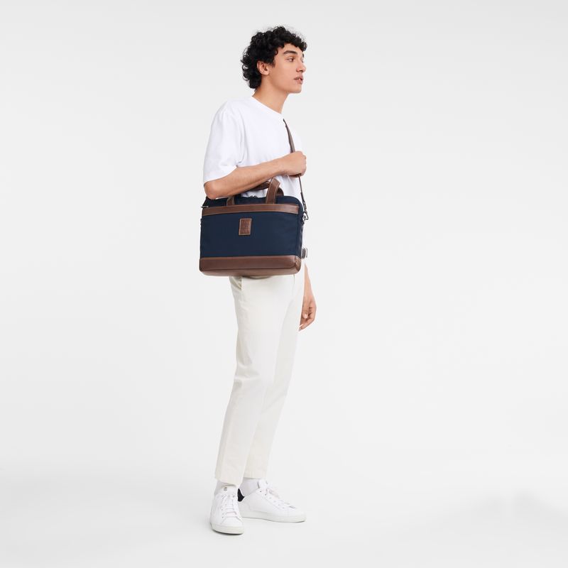 Longchamp Boxford S Recycled canvas Stresskoffert Herre Blå | NOIL7637