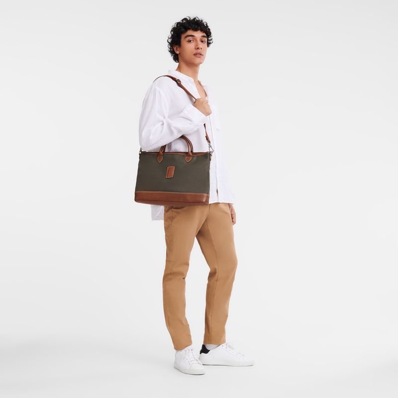 Longchamp Boxford S Recycled canvas Stresskoffert Herre Brune | NOOK7636