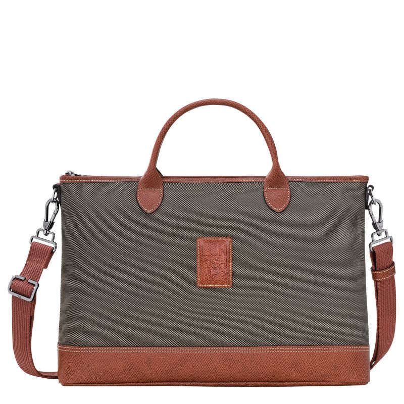 Longchamp Boxford S Recycled canvas Stresskoffert Herre Brune | NOSG7633