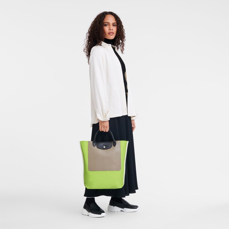 Longchamp Cabas M Tote Canvas Håndveske Herre Grønn Lyse | NOGS7474