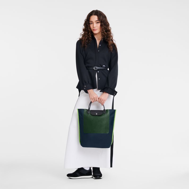 Longchamp Cabas M Tote Canvas Håndveske Herre Marineblå | NOJP7472