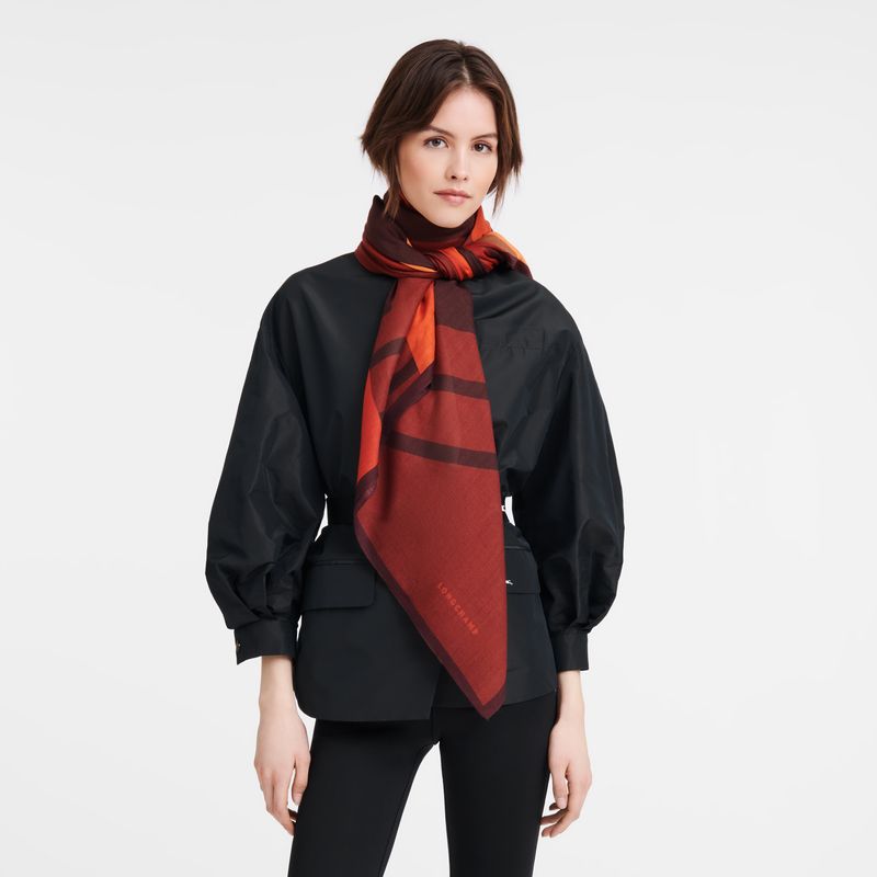 Longchamp Cavalier Shawl Wool blend Stoles Dame Chestnut | NONW8088