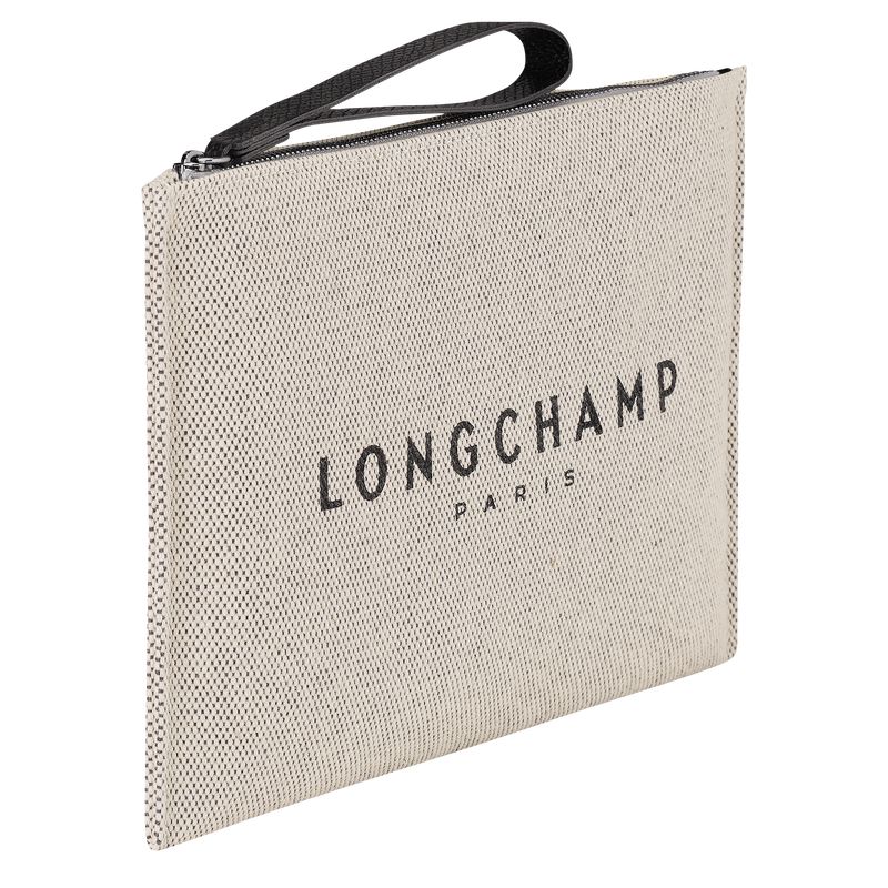 Longchamp Essential Canvas Pouches Dame Ecru | NOVR8714