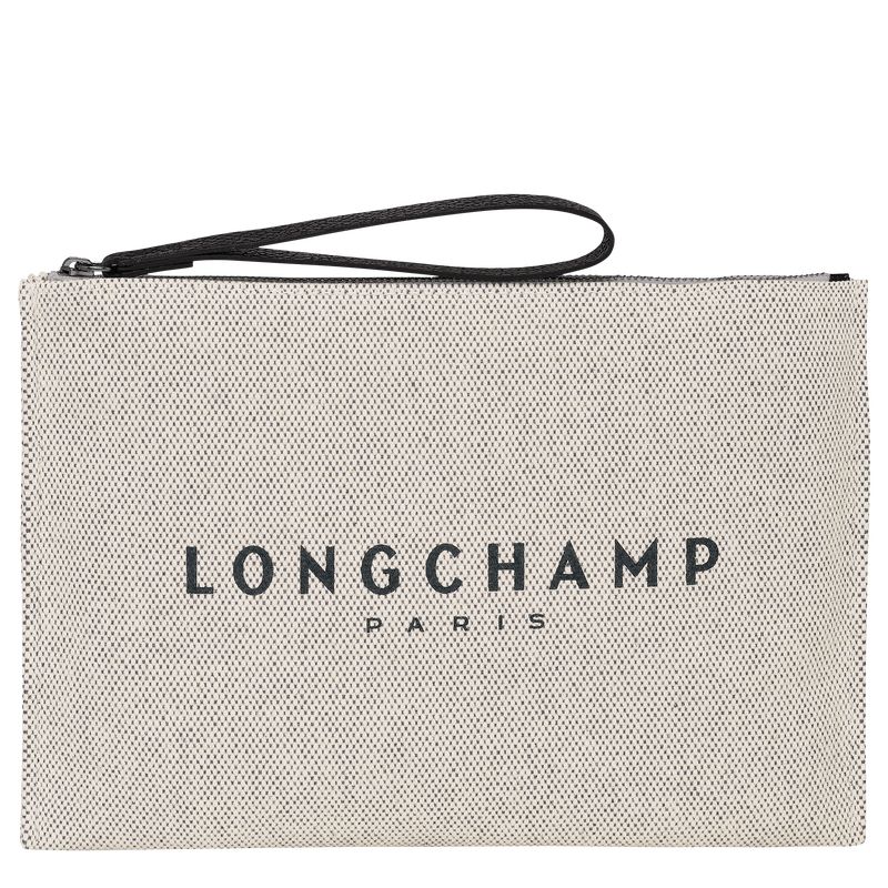 Longchamp Essential Canvas Pouches Dame Ecru | NOVR8714