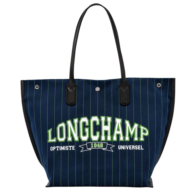 Longchamp Essential Tote Canvas Skulderveske Dame Marineblå | NOLI8859