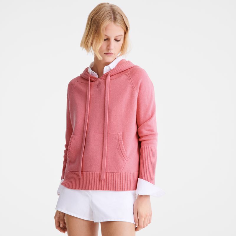 Longchamp Hoodie Knit Genser Dame Marshmallow | NONW7721