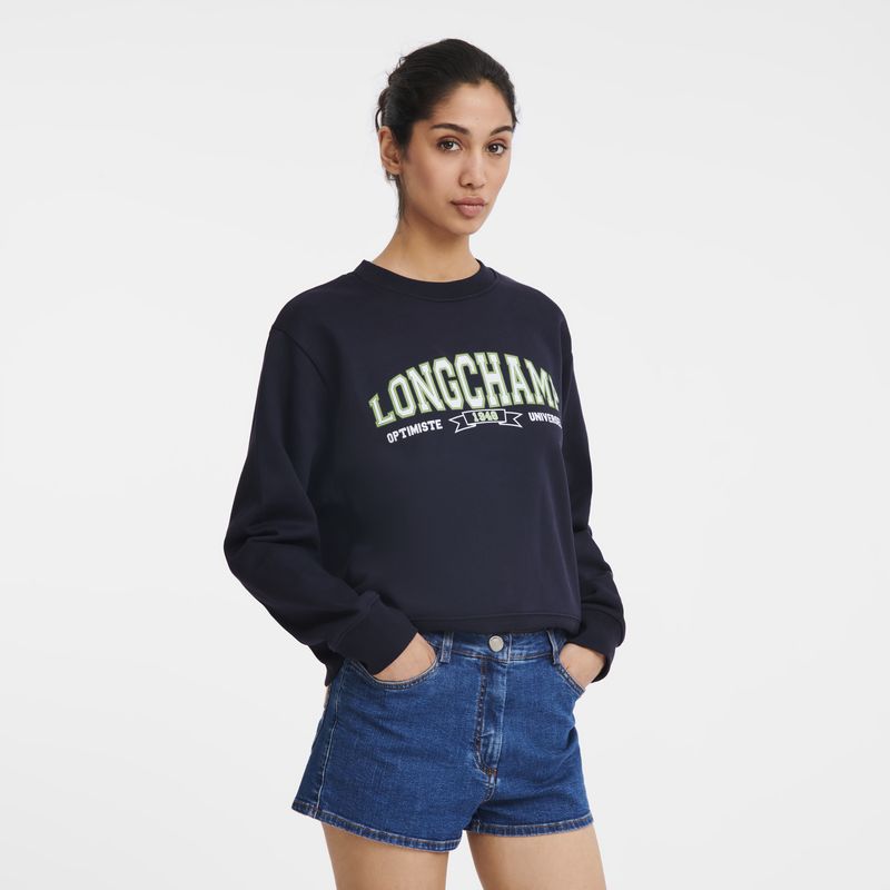 Longchamp Jersey Sweatshirt Dame Marineblå | NORV7752