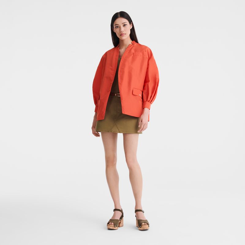 Longchamp Kimono Technical taffeta Jakker Dame Tomato | NOQM7852