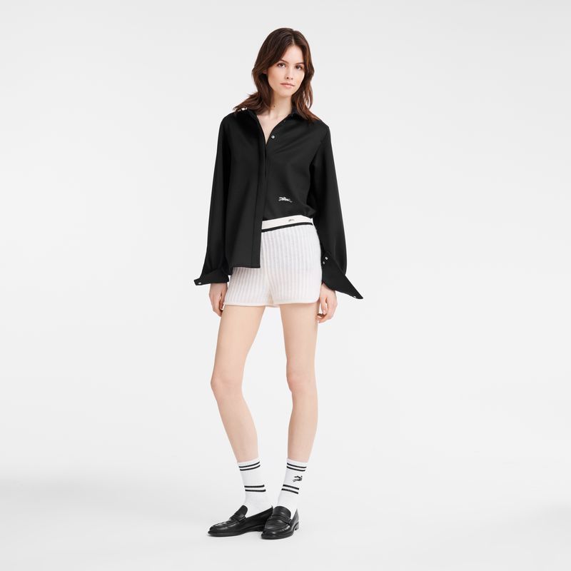 Longchamp Knit Shorts Dame Ecru | NOIL7689