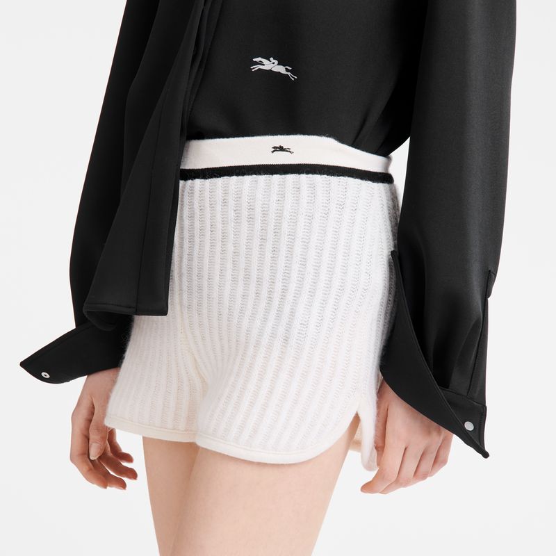 Longchamp Knit Shorts Dame Ecru | NOIL7689