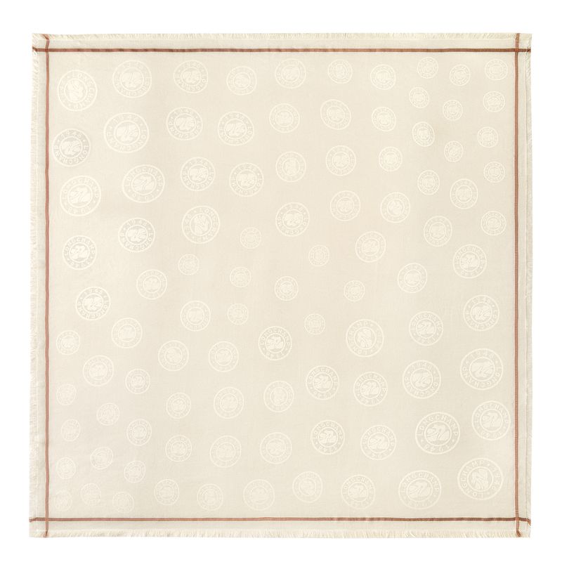 Longchamp La MÉdaille Shawl Cotton blend Stoles Dame Ivory | NOKO8078