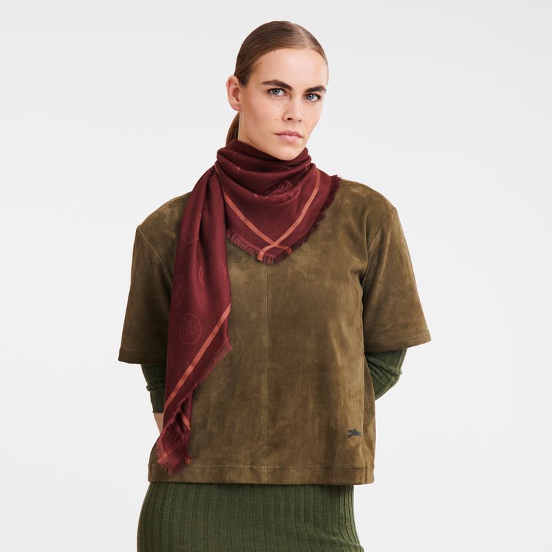 Longchamp La MÉdaille Shawl Cotton blend Stoles Dame Burgunder | NOHA8076