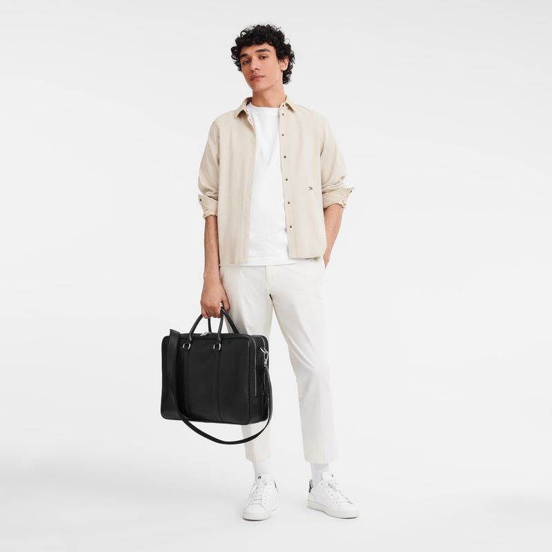 Longchamp Le FoulonnÉ L Leather Stresskoffert Herre Svarte | NOGS7630