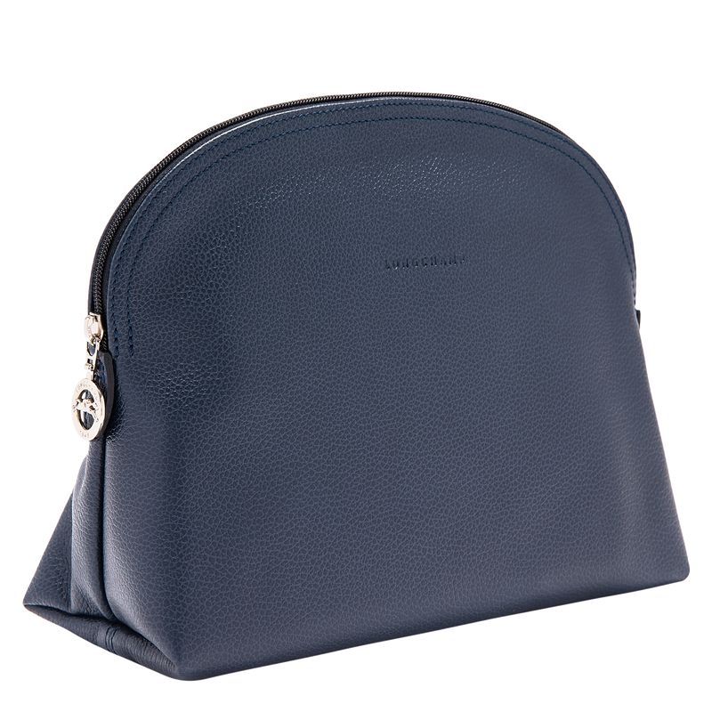 Longchamp Le FoulonnÉ Leather Toalettposer Dame Marineblå | NOPJ8207