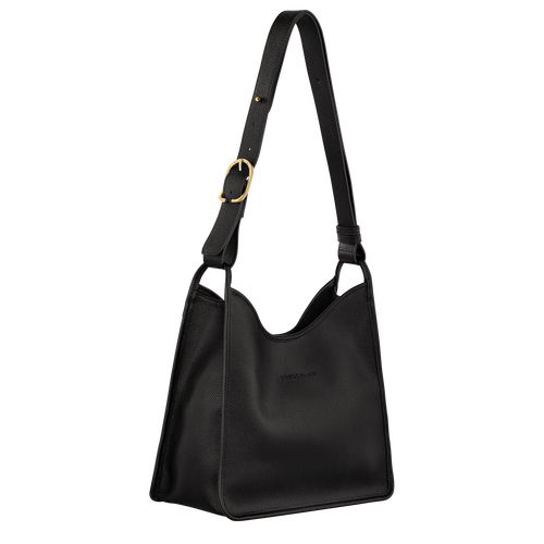 Longchamp Le FoulonnÉ M Hobo Leather Skulderveske Dame Svarte | NODF8828