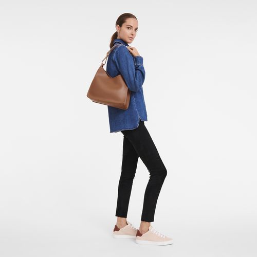 Longchamp Le FoulonnÉ M Hobo Leather Skulderveske Dame Caramel | NOFD8827