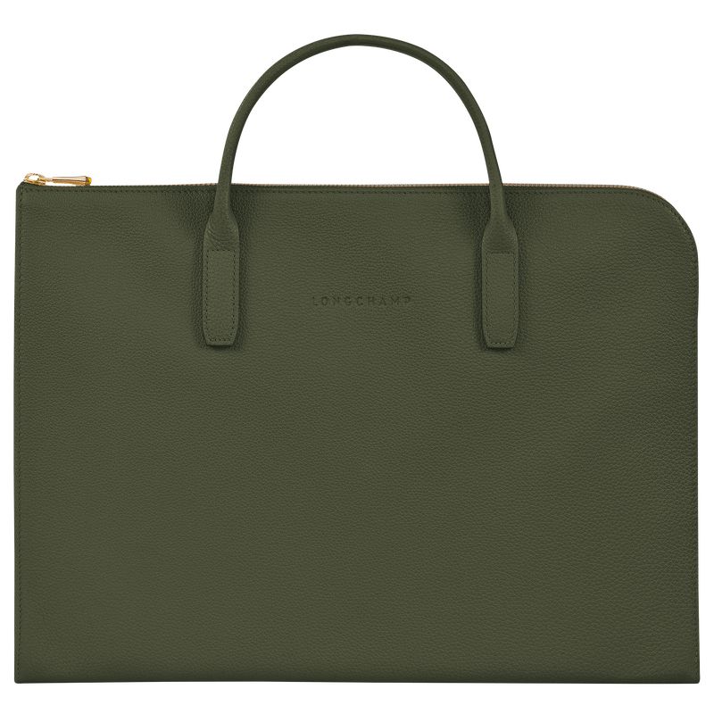 Longchamp Le FoulonnÉ S Leather Stresskoffert Herre Khaki | NOCT7623