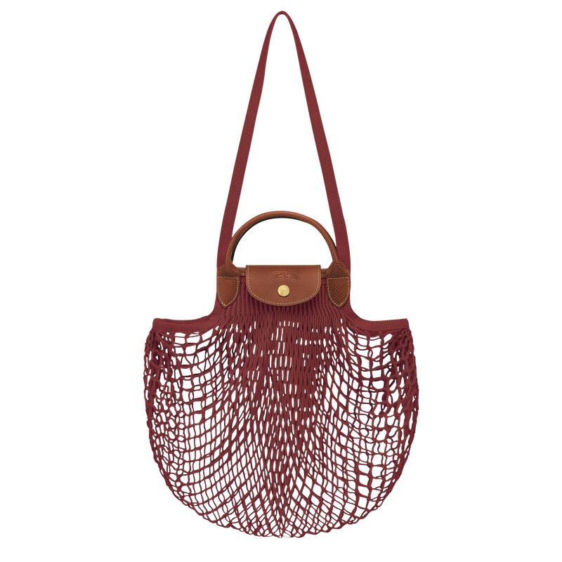 Longchamp Le Pliage Filet L Mesh Canvas Skulderveske Dame Mahogany | NOQM8892