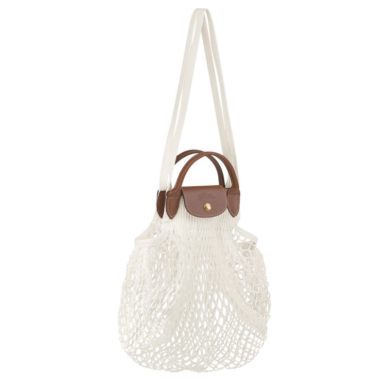 Longchamp Le Pliage Filet L Mesh Canvas Skulderveske Dame Ecru | NOEB8890