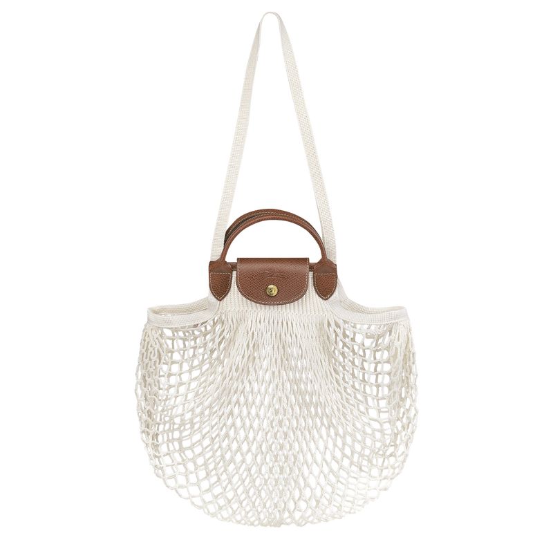 Longchamp Le Pliage Filet L Mesh Canvas Skulderveske Dame Ecru | NOEB8890