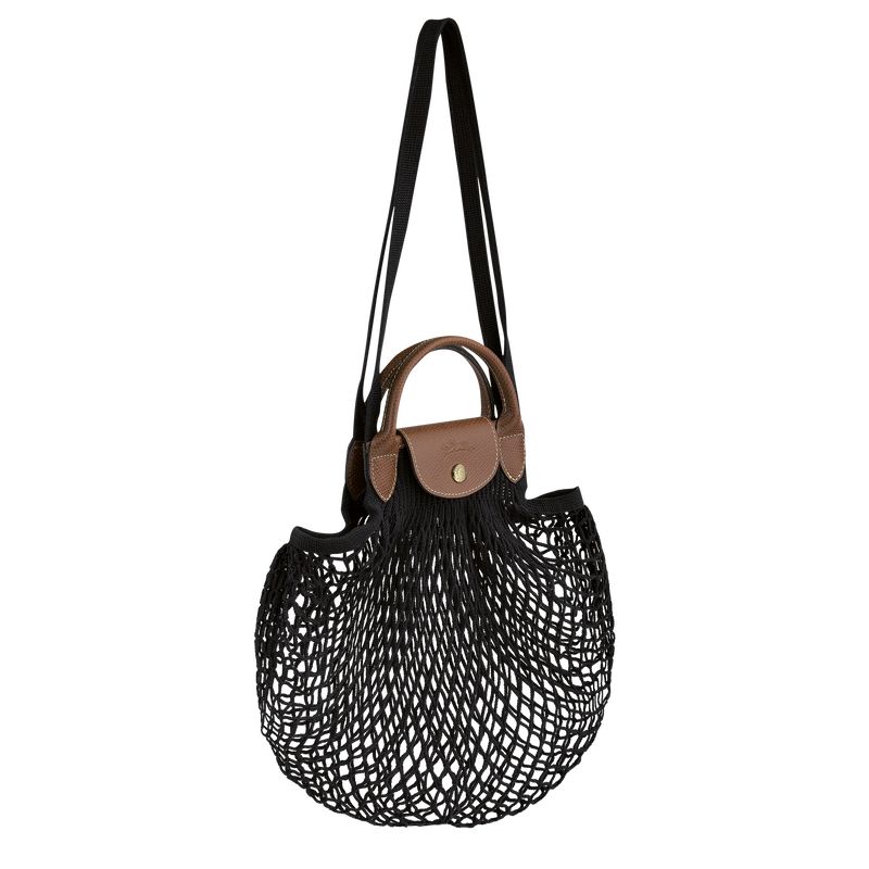 Longchamp Le Pliage Filet L Mesh Canvas Skulderveske Dame Svarte | NORV8889