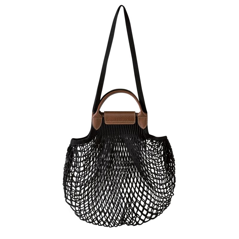 Longchamp Le Pliage Filet L Mesh Canvas Skulderveske Dame Svarte | NORV8889