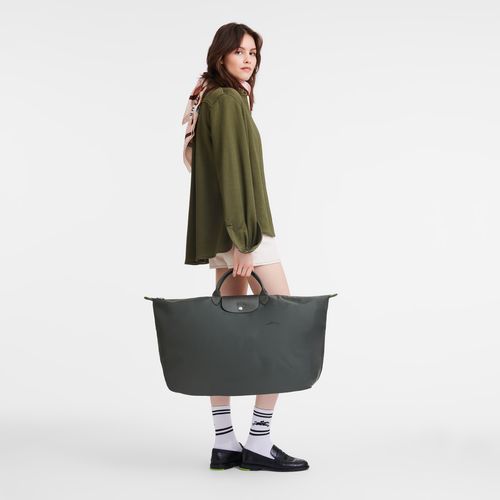 Longchamp Le Pliage Green M Recycled canvas Reiseveske Herre Graphite | NOPJ7186