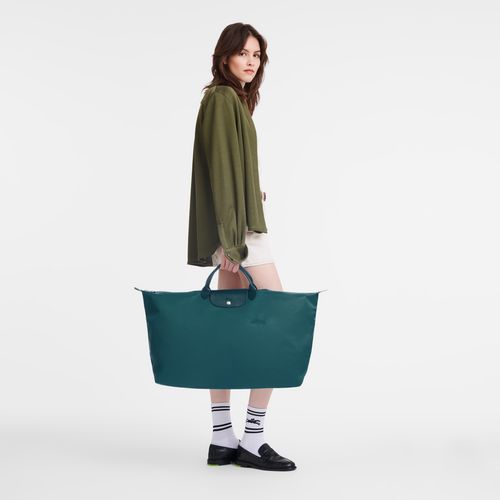 Longchamp Le Pliage Green M Recycled canvas Reiseveske Herre Påfugl | NOOK7185