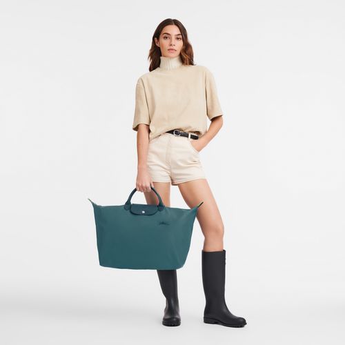 Longchamp Le Pliage Green S Recycled canvas Reiseveske Herre Påfugl | NOJP7193