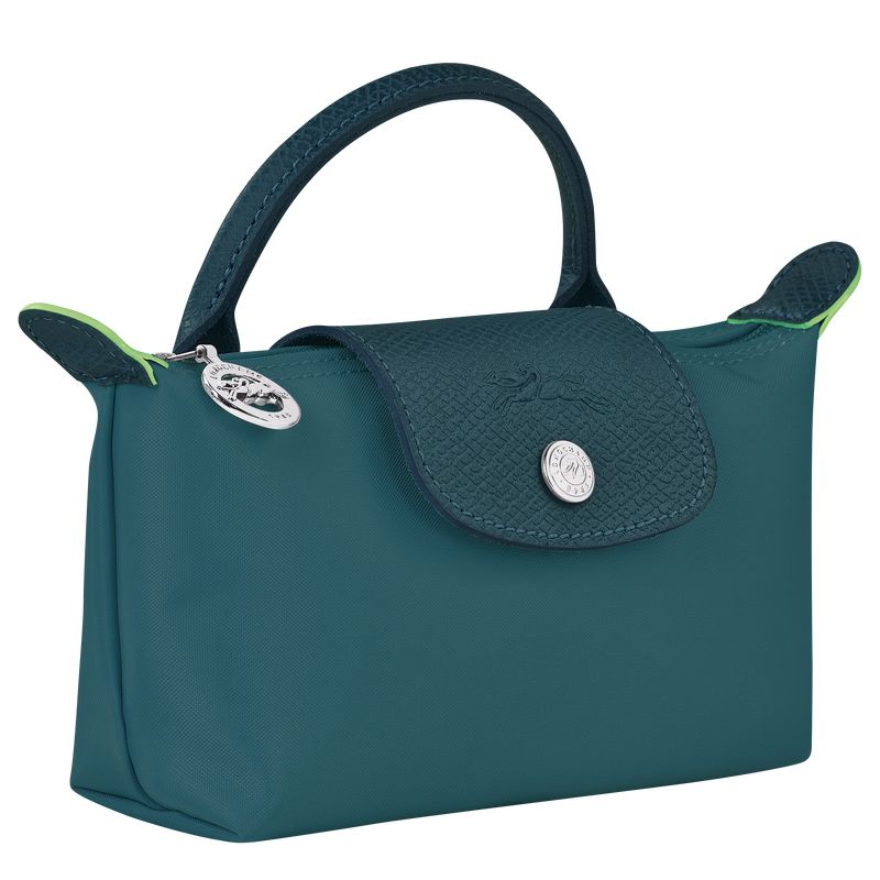 Longchamp Le Pliage Green with handle Recycled canvas Pouches Herre Påfugl | NOSG7321