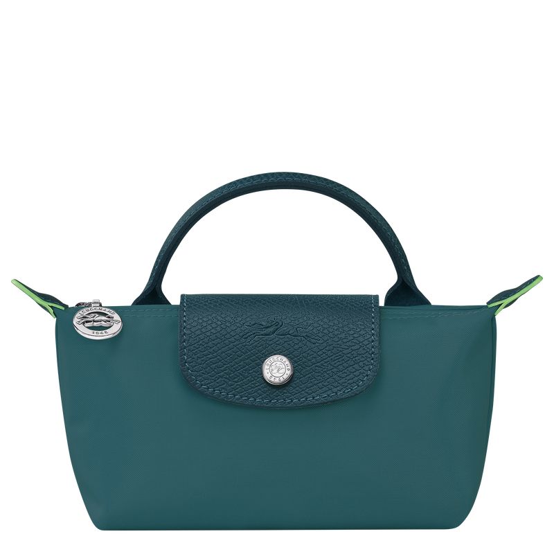 Longchamp Le Pliage Green with handle Recycled canvas Pouches Herre Påfugl | NOSG7321