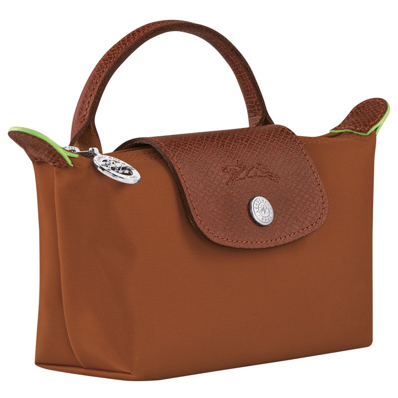 Longchamp Le Pliage Green with handle Recycled canvas Pouches Herre Cognac | NOHA7317