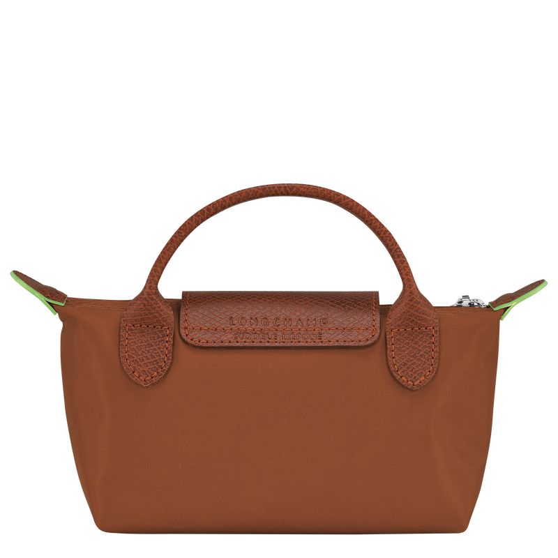 Longchamp Le Pliage Green with handle Recycled canvas Pouches Herre Cognac | NOHA7317