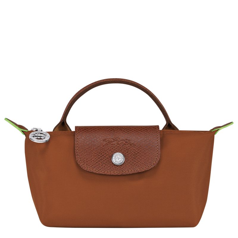 Longchamp Le Pliage Green with handle Recycled canvas Pouches Dame Cognac | NOMQ8451