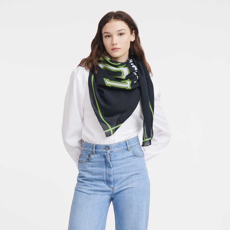 Longchamp Le Pliage University Scarf Wool Stoles Dame Marineblå | NONW8085