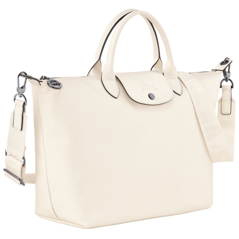 Longchamp Le Pliage Xtra L Leather Håndveske Herre Ecru | NOPJ7479