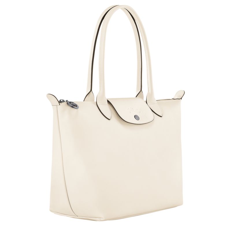 Longchamp Le Pliage Xtra M Tote Leather Skulderveske Dame Ecru | NOQM8840