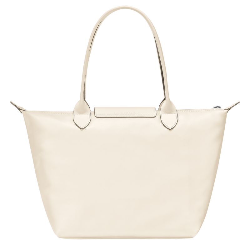 Longchamp Le Pliage Xtra M Tote Leather Skulderveske Dame Ecru | NOQM8840