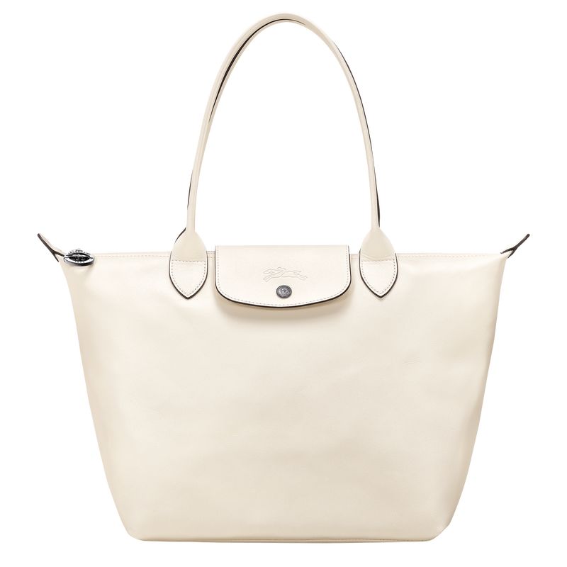 Longchamp Le Pliage Xtra M Tote Leather Skulderveske Dame Ecru | NOQM8840