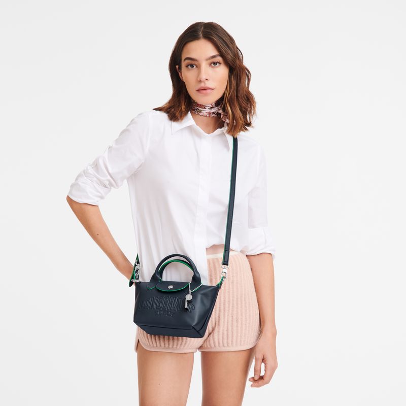 Longchamp Le Pliage Xtra XS Handbag Leather Mini Vesker Dame Marineblå | NONW9388