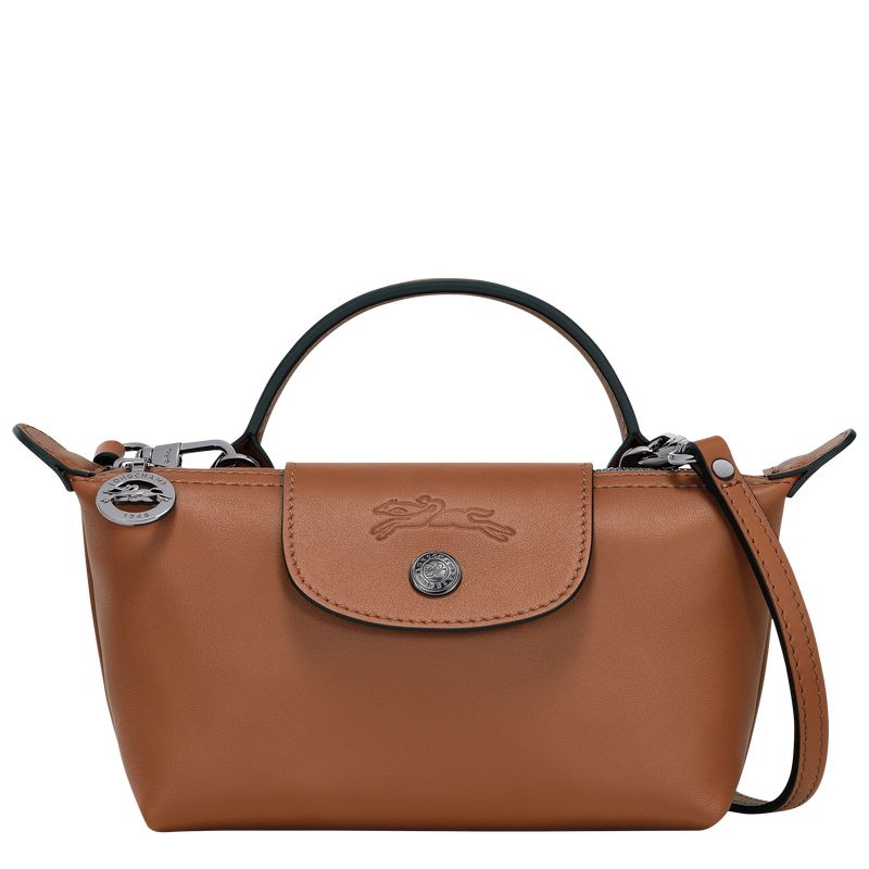 Longchamp Le Pliage Xtra XS Leather Pouches Dame Cognac | NOMQ8399