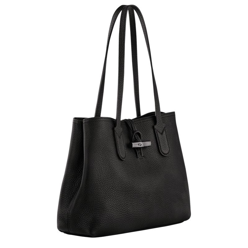 Longchamp Le Roseau Essential M Tote Leather Skulderveske Dame Svarte | NOXY8861