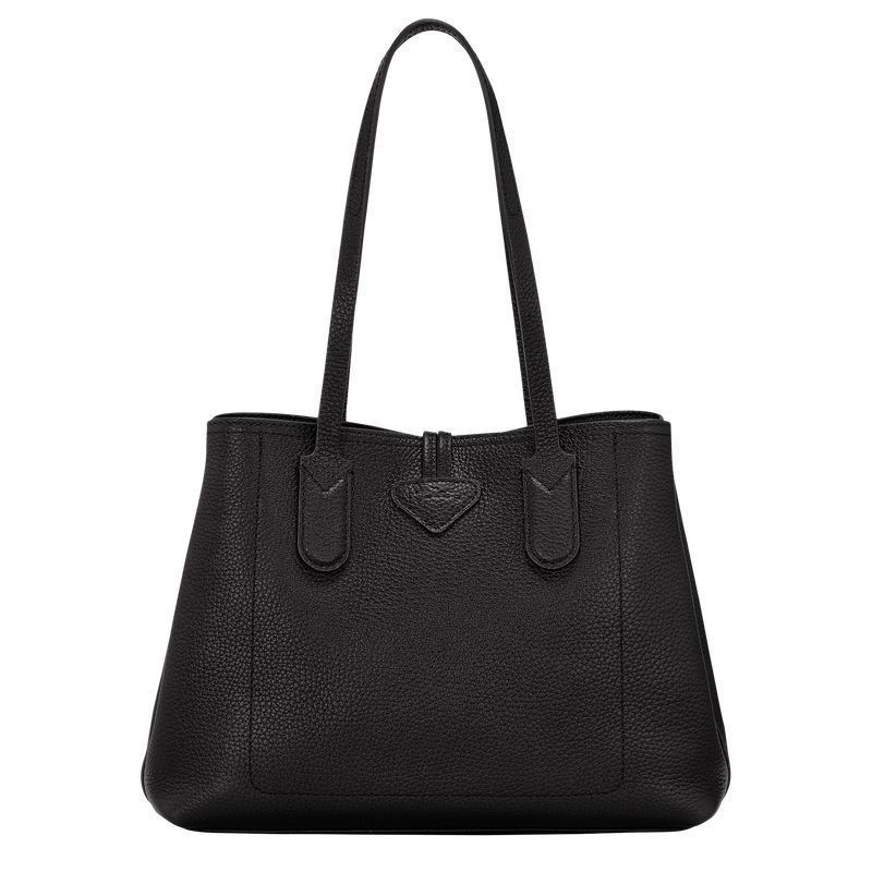 Longchamp Le Roseau Essential M Tote Leather Skulderveske Dame Svarte | NOXY8861