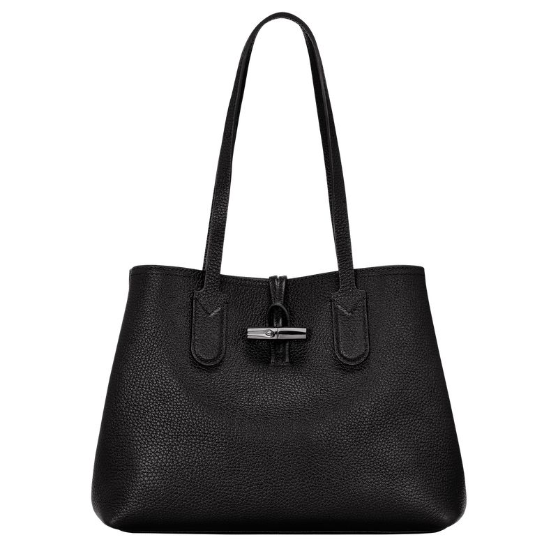 Longchamp Le Roseau Essential M Tote Leather Skulderveske Dame Svarte | NOXY8861