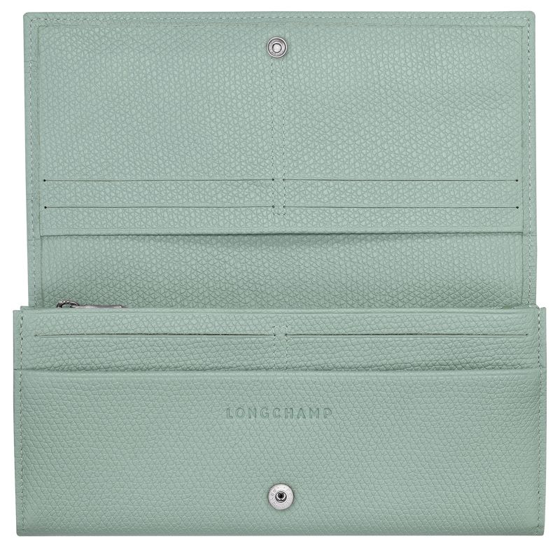 Longchamp Le Roseau Flap Leather Lommebok Dame Celadon | NOGS8566