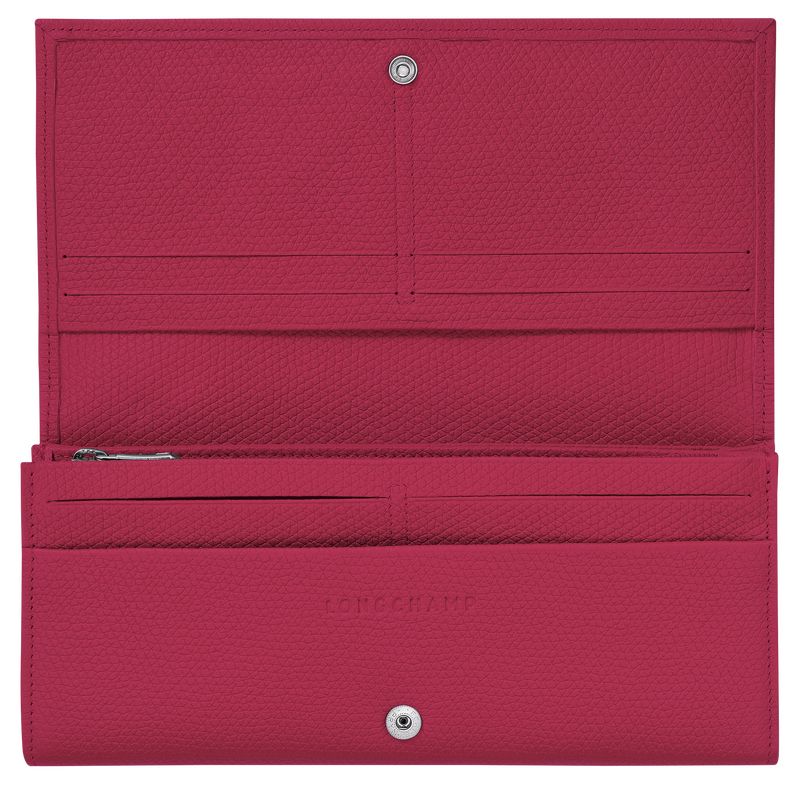 Longchamp Le Roseau Flap Leather Lommebok Dame Beetroot | NOCT8550