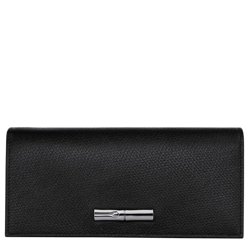 Longchamp Le Roseau Flap Leather Lommebok Dame Svarte | NOHA8544