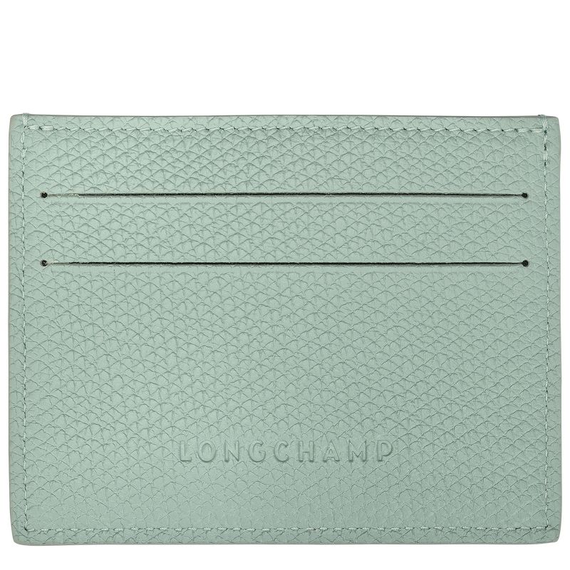 Longchamp Le Roseau Leather Kortholder Dame Celadon | NOYX8482